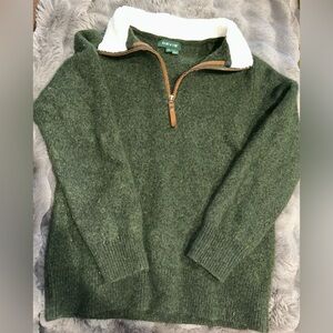 Orvis Forest Green Zip-Up Sweater with Sherpa Lining